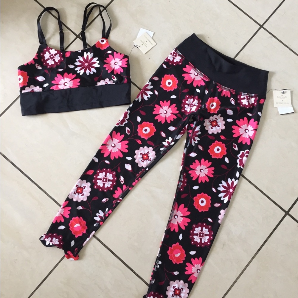 Beyond Yoga Kate Spade Floral Set Legging + Bra Sm